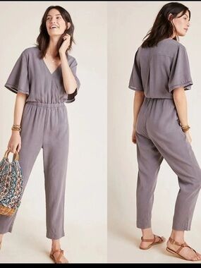 Anthropologie Cloth & Stone Gulpiyuri jumpsuit in Stone Grey